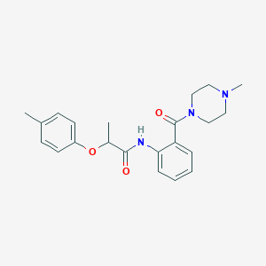 molecular formula C22H27N3O3 B4412804 2-(4-methylphenoxy)-N-{2-[(4-methyl-1-piperazinyl)carbonyl]phenyl}propanamide 