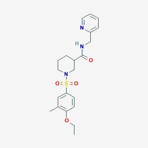 molecular formula C21H27N3O4S B4412819 1-[(4-ethoxy-3-methylphenyl)sulfonyl]-N-(2-pyridinylmethyl)-3-piperidinecarboxamide 