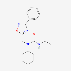 molecular formula C18H24N4O2 B4412845 N-cyclohexyl-N'-ethyl-N-[(3-phenyl-1,2,4-oxadiazol-5-yl)methyl]urea 