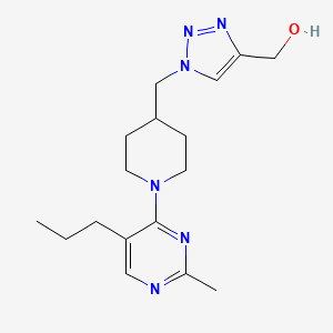 molecular formula C17H26N6O B4412928 (1-{[1-(2-methyl-5-propyl-4-pyrimidinyl)-4-piperidinyl]methyl}-1H-1,2,3-triazol-4-yl)methanol trifluoroacetate (salt) 