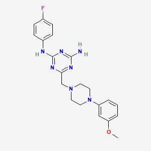 molecular formula C21H24FN7O B4412961 N-(4-fluorophenyl)-6-{[4-(3-methoxyphenyl)-1-piperazinyl]methyl}-1,3,5-triazine-2,4-diamine 