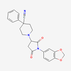 1-[1-(1,3-benzodioxol-5-yl)-2,5-dioxo-3-pyrrolidinyl]-4-phenyl-4-piperidinecarbonitrile