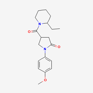 molecular formula C19H26N2O3 B4413042 4-[(2-ethyl-1-piperidinyl)carbonyl]-1-(4-methoxyphenyl)-2-pyrrolidinone 