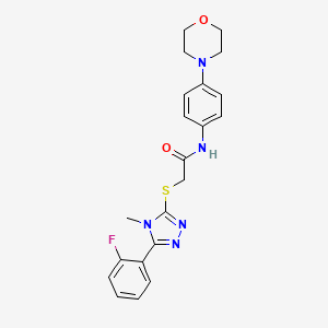 molecular formula C21H22FN5O2S B4413121 2-{[5-(2-fluorophenyl)-4-methyl-4H-1,2,4-triazol-3-yl]thio}-N-[4-(4-morpholinyl)phenyl]acetamide 