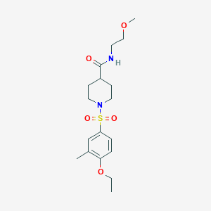 molecular formula C18H28N2O5S B4413129 1-[(4-ethoxy-3-methylphenyl)sulfonyl]-N-(2-methoxyethyl)-4-piperidinecarboxamide 