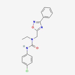 molecular formula C18H17ClN4O2 B4413354 N'-(4-chlorophenyl)-N-ethyl-N-[(3-phenyl-1,2,4-oxadiazol-5-yl)methyl]urea 