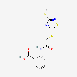 molecular formula C12H11N3O3S3 B4413412 2-[({[3-(methylthio)-1,2,4-thiadiazol-5-yl]thio}acetyl)amino]benzoic acid 