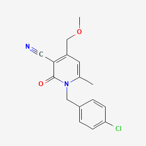 molecular formula C16H15ClN2O2 B4413438 1-(4-chlorobenzyl)-4-(methoxymethyl)-6-methyl-2-oxo-1,2-dihydro-3-pyridinecarbonitrile 