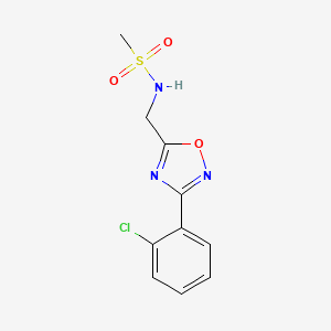 molecular formula C10H10ClN3O3S B4413454 N-{[3-(2-chlorophenyl)-1,2,4-oxadiazol-5-yl]methyl}methanesulfonamide 