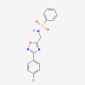 molecular formula C15H12ClN3O3S B4413486 N-{[3-(4-chlorophenyl)-1,2,4-oxadiazol-5-yl]methyl}benzenesulfonamide 