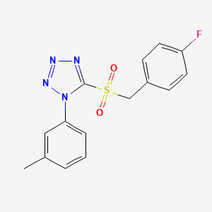 molecular formula C15H13FN4O2S B4413545 5-[(4-fluorobenzyl)sulfonyl]-1-(3-methylphenyl)-1H-tetrazole 