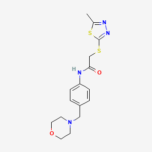 molecular formula C16H20N4O2S2 B4413561 2-[(5-methyl-1,3,4-thiadiazol-2-yl)thio]-N-[4-(4-morpholinylmethyl)phenyl]acetamide 