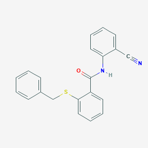 molecular formula C21H16N2OS B4413578 2-(benzylthio)-N-(2-cyanophenyl)benzamide 