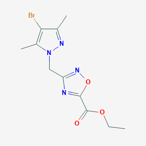 ethyl 3-[(4-bromo-3,5-dimethyl-1H-pyrazol-1-yl)methyl]-1,2,4-oxadiazole-5-carboxylate