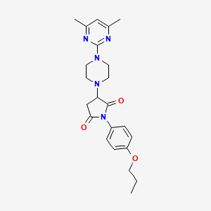 molecular formula C23H29N5O3 B4413641 3-[4-(4,6-dimethyl-2-pyrimidinyl)-1-piperazinyl]-1-(4-propoxyphenyl)-2,5-pyrrolidinedione 