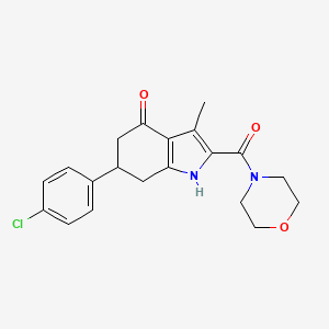 molecular formula C20H21ClN2O3 B4413658 6-(4-chlorophenyl)-3-methyl-2-(4-morpholinylcarbonyl)-1,5,6,7-tetrahydro-4H-indol-4-one 