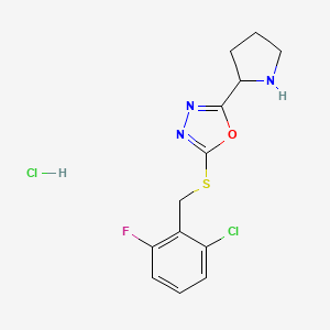 molecular formula C13H14Cl2FN3OS B4413740 2-[(2-chloro-6-fluorobenzyl)thio]-5-(2-pyrrolidinyl)-1,3,4-oxadiazole hydrochloride 