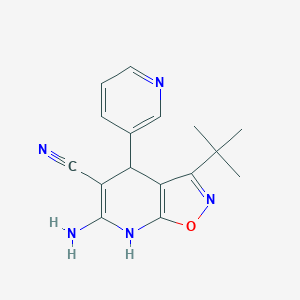 molecular formula C16H17N5O B441377 6-Amino-3-tert-butyl-4-pyridin-3-yl-4,7-dihydroisoxazolo[5,4-b]pyridine-5-carbonitrile 