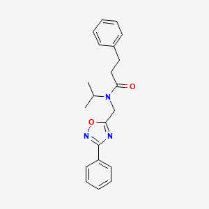 molecular formula C21H23N3O2 B4413858 N-isopropyl-3-phenyl-N-[(3-phenyl-1,2,4-oxadiazol-5-yl)methyl]propanamide 