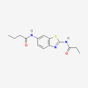 molecular formula C14H17N3O2S B4413937 N-[2-(propionylamino)-1,3-benzothiazol-6-yl]butanamide 