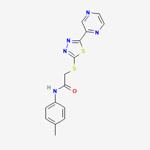 molecular formula C15H13N5OS2 B4414015 N-(4-methylphenyl)-2-{[5-(2-pyrazinyl)-1,3,4-thiadiazol-2-yl]thio}acetamide 