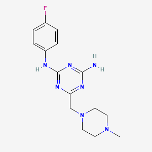 molecular formula C15H20FN7 B4414047 N-(4-fluorophenyl)-6-[(4-methyl-1-piperazinyl)methyl]-1,3,5-triazine-2,4-diamine 