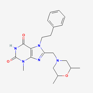 molecular formula C21H27N5O3 B4414089 8-[(2,6-dimethyl-4-morpholinyl)methyl]-3-methyl-7-(2-phenylethyl)-3,7-dihydro-1H-purine-2,6-dione CAS No. 847408-78-0