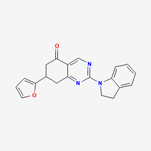 molecular formula C20H17N3O2 B4414136 2-(2,3-dihydro-1H-indol-1-yl)-7-(2-furyl)-7,8-dihydro-5(6H)-quinazolinone 