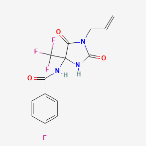 molecular formula C14H11F4N3O3 B4414160 N-[1-allyl-2,5-dioxo-4-(trifluoromethyl)-4-imidazolidinyl]-4-fluorobenzamide 