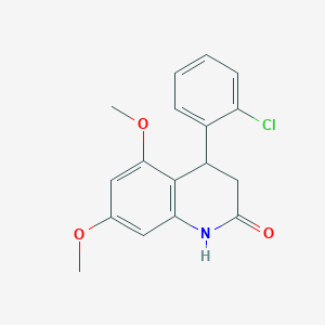 molecular formula C17H16ClNO3 B4414270 4-(2-chlorophenyl)-5,7-dimethoxy-3,4-dihydro-2(1H)-quinolinone 