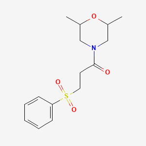 molecular formula C15H21NO4S B4414271 2,6-dimethyl-4-[3-(phenylsulfonyl)propanoyl]morpholine 