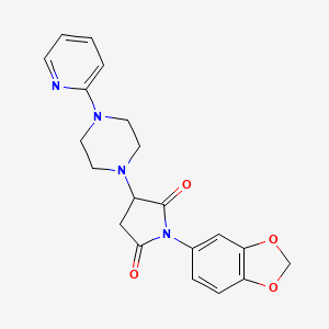 molecular formula C20H20N4O4 B4414308 1-(1,3-benzodioxol-5-yl)-3-[4-(2-pyridinyl)-1-piperazinyl]-2,5-pyrrolidinedione 