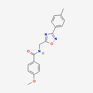 molecular formula C18H17N3O3 B4414362 4-methoxy-N-{[3-(4-methylphenyl)-1,2,4-oxadiazol-5-yl]methyl}benzamide 