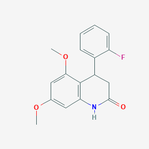 molecular formula C17H16FNO3 B4414462 4-(2-fluorophenyl)-5,7-dimethoxy-3,4-dihydro-2(1H)-quinolinone 