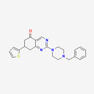 molecular formula C23H24N4OS B4414580 2-(4-benzyl-1-piperazinyl)-7-(2-thienyl)-7,8-dihydro-5(6H)-quinazolinone 