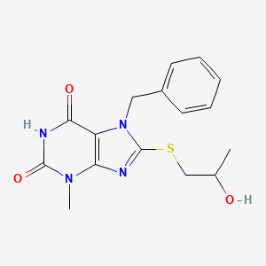 molecular formula C16H18N4O3S B4414709 7-benzyl-8-[(2-hydroxypropyl)thio]-3-methyl-3,7-dihydro-1H-purine-2,6-dione 