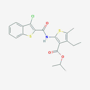 molecular formula C20H20ClNO3S2 B441471 Isopropyl 2-{[(3-chloro-1-benzothien-2-yl)carbonyl]amino}-4-ethyl-5-methyl-3-thiophenecarboxylate CAS No. 332874-45-0
