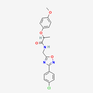 molecular formula C19H18ClN3O4 B4414749 N-{[3-(4-chlorophenyl)-1,2,4-oxadiazol-5-yl]methyl}-2-(4-methoxyphenoxy)propanamide 