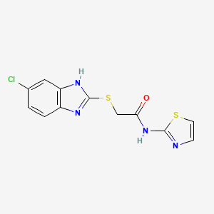 molecular formula C12H9ClN4OS2 B4414802 2-[(5-chloro-1H-benzimidazol-2-yl)thio]-N-1,3-thiazol-2-ylacetamide 