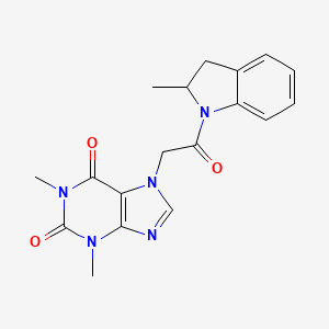 molecular formula C18H19N5O3 B4414847 1,3-dimethyl-7-[2-(2-methyl-2,3-dihydro-1H-indol-1-yl)-2-oxoethyl]-3,7-dihydro-1H-purine-2,6-dione 