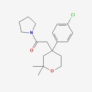 molecular formula C19H26ClNO2 B4414858 1-{[4-(4-chlorophenyl)-2,2-dimethyltetrahydro-2H-pyran-4-yl]acetyl}pyrrolidine 