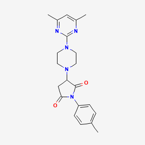 molecular formula C21H25N5O2 B4414951 3-[4-(4,6-dimethyl-2-pyrimidinyl)-1-piperazinyl]-1-(4-methylphenyl)-2,5-pyrrolidinedione 