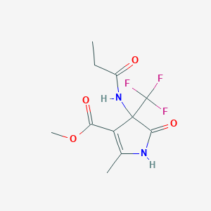 molecular formula C11H13F3N2O4 B4414956 methyl 2-methyl-5-oxo-4-(propionylamino)-4-(trifluoromethyl)-4,5-dihydro-1H-pyrrole-3-carboxylate 