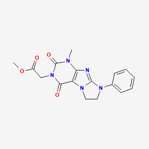 molecular formula C17H17N5O4 B4415047 methyl (1-methyl-2,4-dioxo-8-phenyl-1,2,4,6,7,8-hexahydro-3H-imidazo[2,1-f]purin-3-yl)acetate 