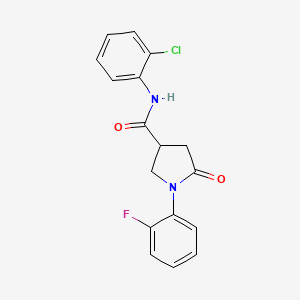 molecular formula C17H14ClFN2O2 B4415107 N-(2-chlorophenyl)-1-(2-fluorophenyl)-5-oxo-3-pyrrolidinecarboxamide 