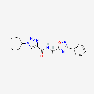 molecular formula C20H24N6O2 B4415178 1-cycloheptyl-N-[1-(3-phenyl-1,2,4-oxadiazol-5-yl)ethyl]-1H-1,2,3-triazole-4-carboxamide 