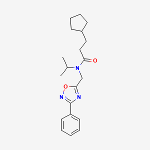 molecular formula C20H27N3O2 B4415203 3-cyclopentyl-N-isopropyl-N-[(3-phenyl-1,2,4-oxadiazol-5-yl)methyl]propanamide 