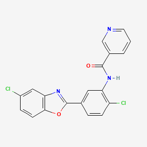 molecular formula C19H11Cl2N3O2 B4415208 N-[2-chloro-5-(5-chloro-1,3-benzoxazol-2-yl)phenyl]nicotinamide 