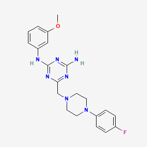 molecular formula C21H24FN7O B4415236 6-{[4-(4-fluorophenyl)-1-piperazinyl]methyl}-N-(3-methoxyphenyl)-1,3,5-triazine-2,4-diamine 