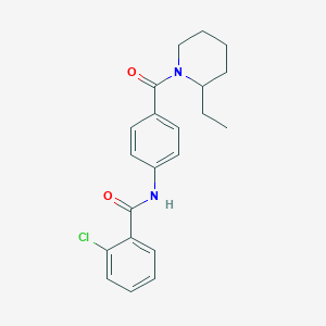 molecular formula C21H23ClN2O2 B4415253 2-chloro-N-{4-[(2-ethyl-1-piperidinyl)carbonyl]phenyl}benzamide 